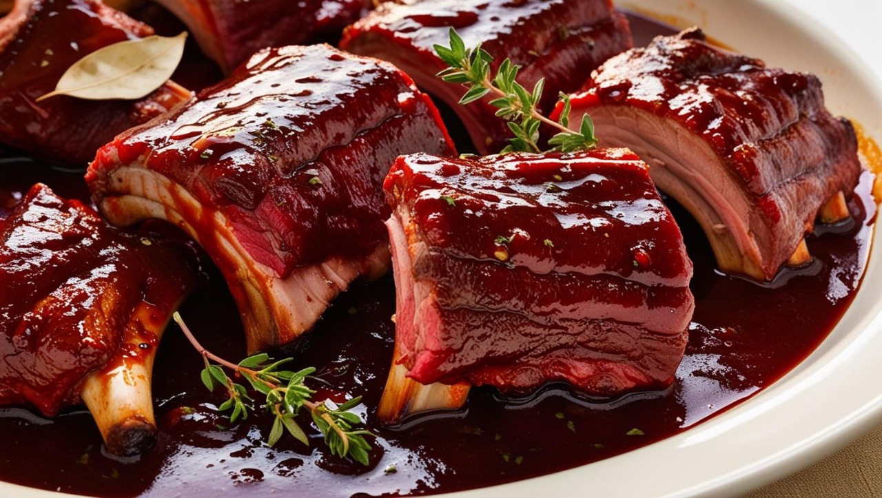 Costilla de res al vino tinto